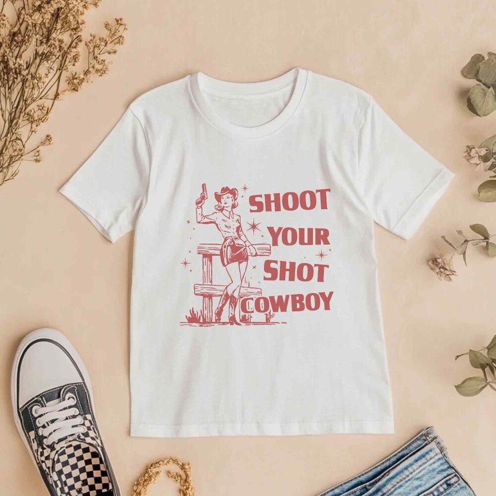 Baddie Cowgirl Vintage Style Graphic Tee Casual Western T-Shirt Funny Sassy Top
